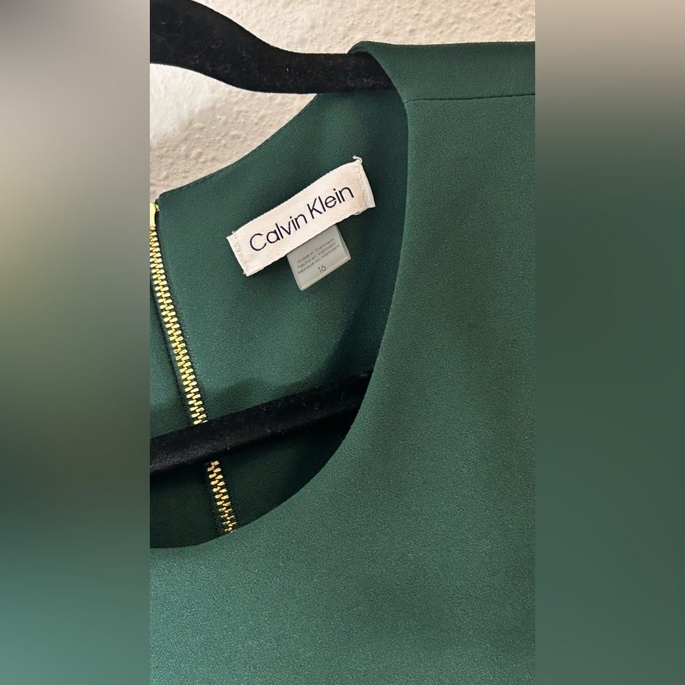 Calvin Klein Forest Green Long Sleeve Dress Size 16 - Picture 4 of 6